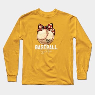 Vintage baseball sister with bow Long Sleeve T-Shirt